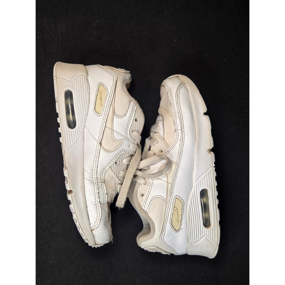 Nike Air Max 90 LTR Triple White Kids Sneakers CD6867-100 Size 1Y